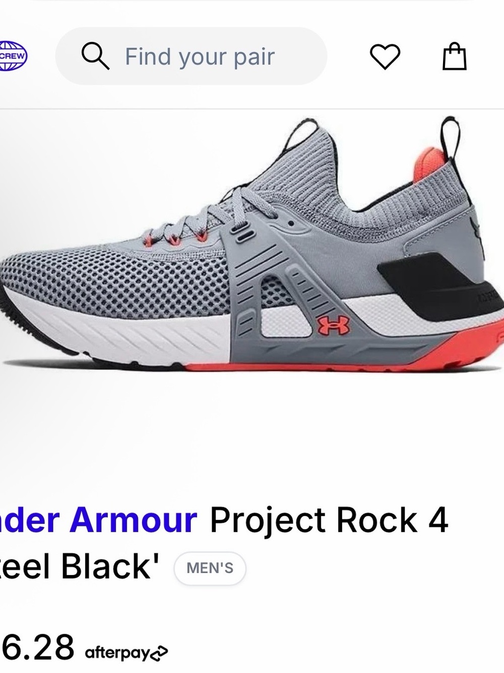 Under Armour Project Rock 4 Grey with Coral Accent Men's Training Shoes